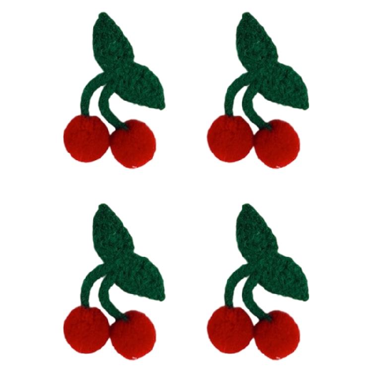 4Pcs Creative Handmade Cloth Cherry Keychain Brooch DIY Kit Friendly Craft Brooch Pin Accessories