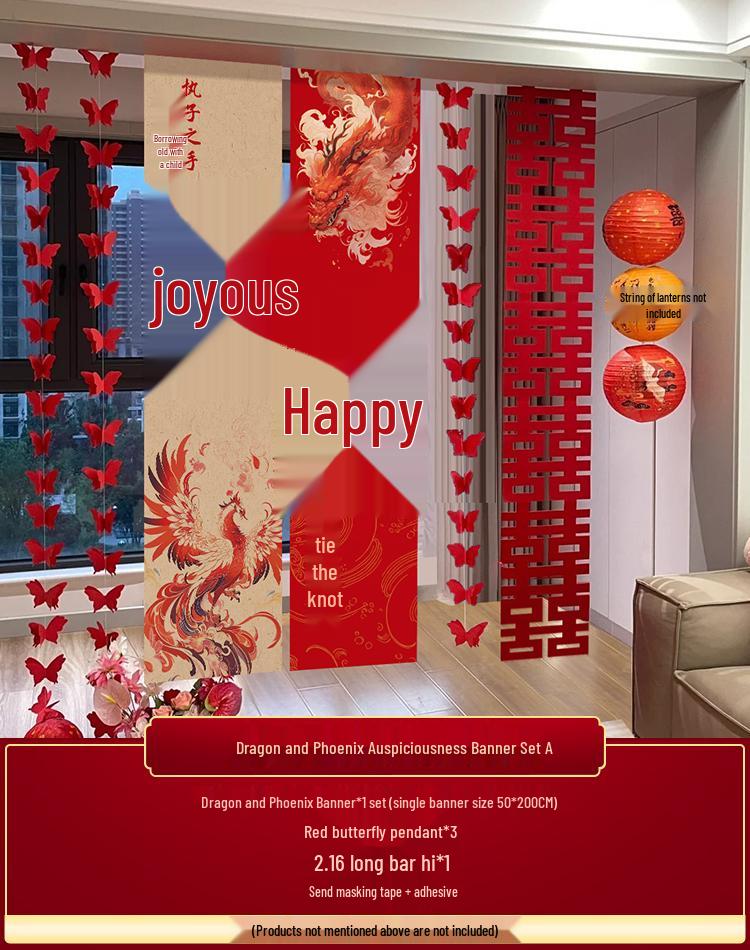 Hanging Fabric Banner for Wedding, Living Room, Celebration Background Decoration Set