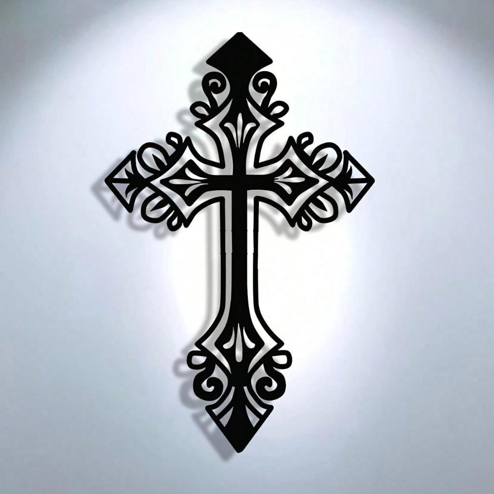 Vintage Hollow Cross Metal Sign Wrought Iron Wall Decor Home Gift Holiday Religious