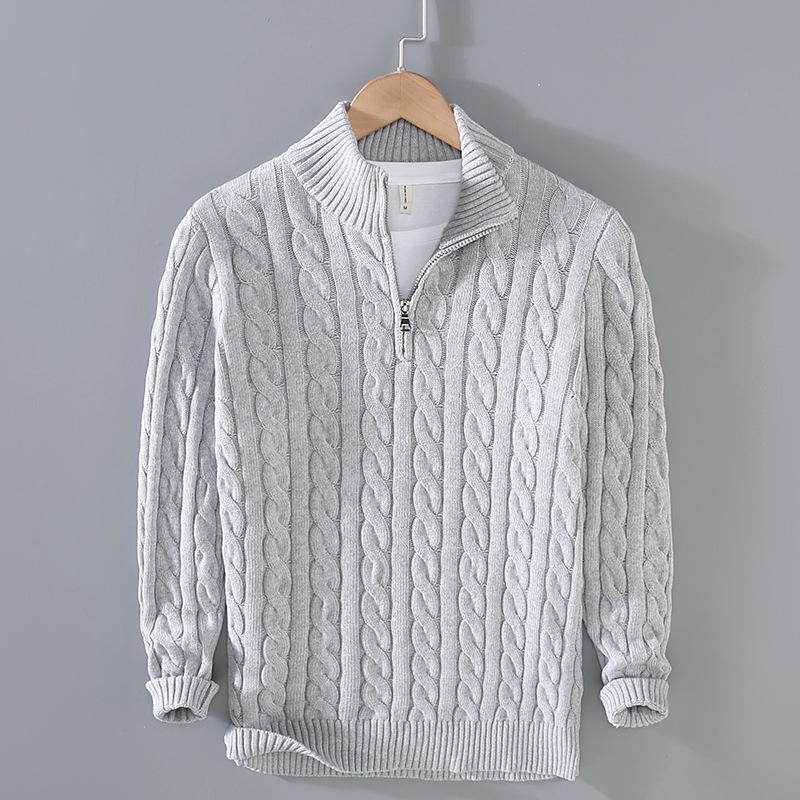 8509 Men s Warm Thick Knit Sweater - High Neck Cable Knit for Autumn/Winter XL