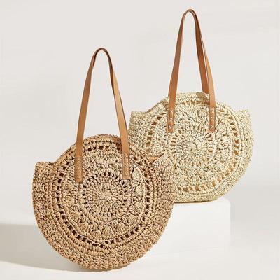 Borse da spiaggia da donna Borsa a tracolla grande in paglia di design a fiori vuoti