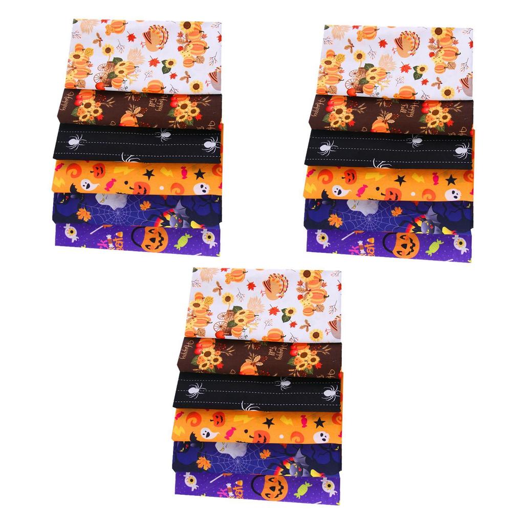 Halloween Cotton Fabrics Kit Crafting Quilting Handcrafted Soft Pumpkin Printed