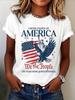 Ilstile We The People 17762026 American Flag Eagle Print TShirt Women Casual Short Sleeve Independence Day Tops