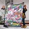 Cartoon Pokemon Cards Sylveon Printed Blanket Flannel Fluffy Soft Blanket for Adult Kids Plush Sofa Home Car Camping for Gifts
