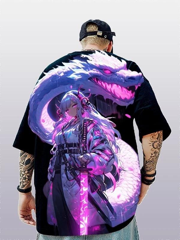 Japanese Anime Girl Character 3d Print Graphic T-shirt Men Women Fashion Sexy Hip Hop Casual Short Sleeve Tops Tees Men Clothes XL