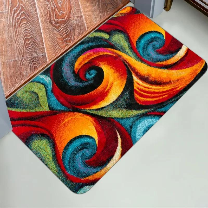 Tappeto con Stampa a Spirale Multicolore Tappeto con Motivo Astratto Retrò Tappetino Resistente alle Macchie e Lavabile per Arredamento Soggiorno Camera da Letto