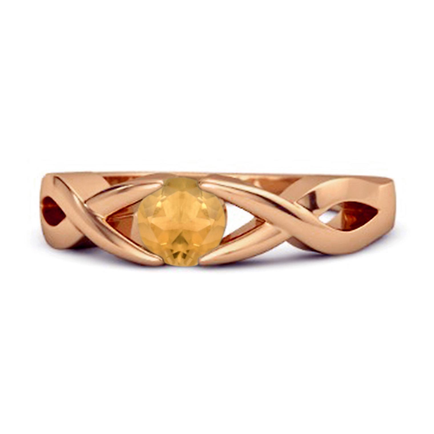 Citrine Twisted Infinity Band Design Ring - 925 Sterling Silver Rose Gold Vermeil 11 ярко-розовый