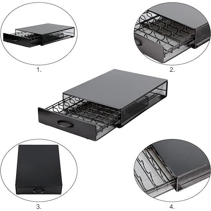 Tiroir À Capsules De Café - EXZACT - Vertuo - Capacité 40 Dosettes - Finition Mate - Support Machine