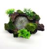 Reptile Food Feeding Bowl Water Dish Artificial Tree Trunk Moss Decor For Turtle Lizard Gecko Snake