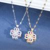 Rotatable Four Leaf Flower Necklace Women European American Style 360 Degree Collarbone Chain Niche Fashion Jewelry Gift
