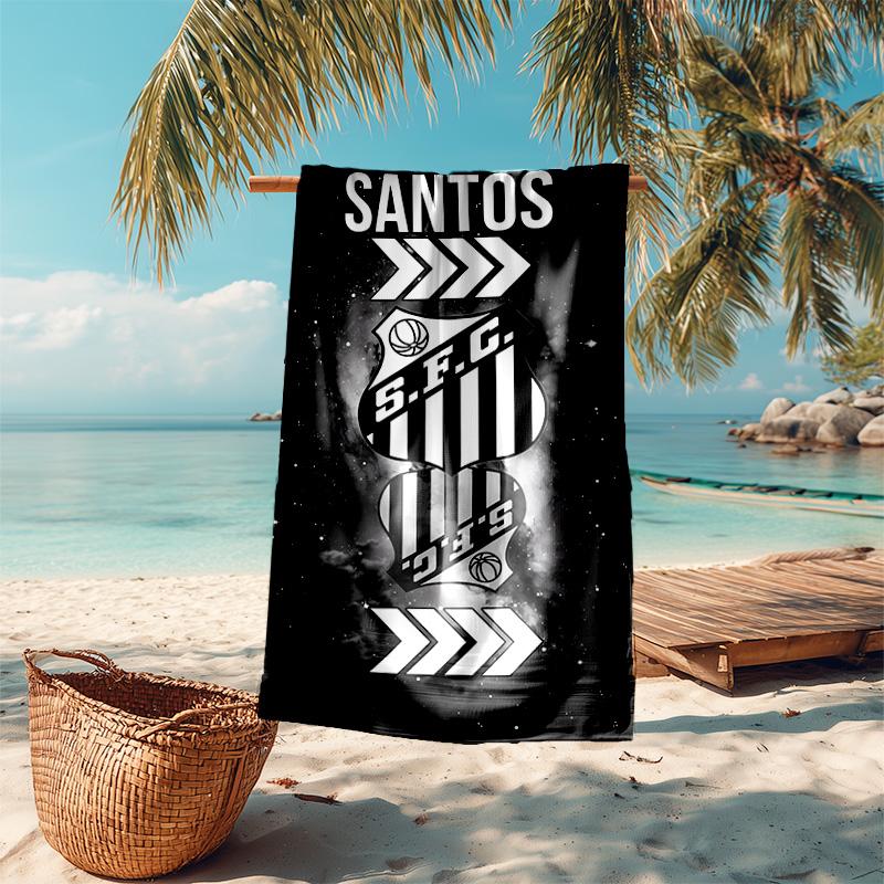 proof beach towel with Santos SFC logo pattern - soft,absorbent,quick-drying,machine washable - perfect for swimming,camping,bathing