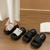 One-pedal summer outer height-increasing slippers women's thick bottom high-end wear weaving 2025 new one-word beach sandals tide