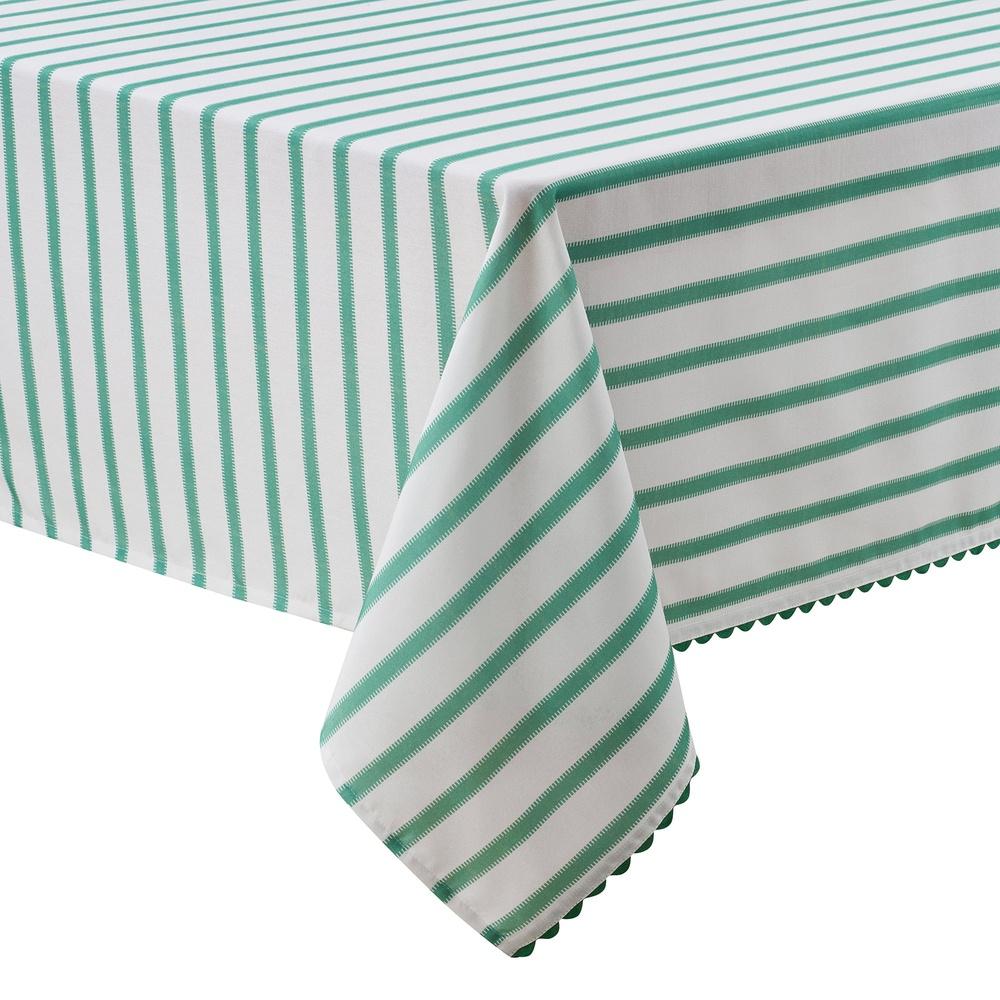 

Fabric Tablecloth Green Stripe Outdoor Dining Summer Picnics BBQs Casual Family Dinners Stylish Home Decor Easy Cleanup United States