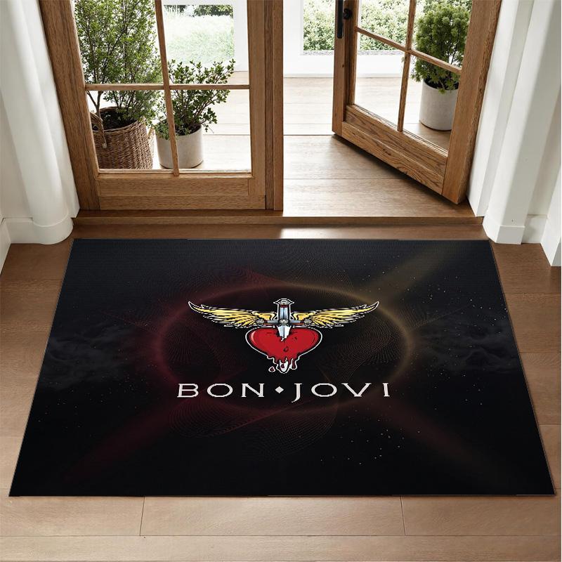 Bon Jovi Design Crystal Velvet Rug Soft Decorative Mat for Bedroom Entrance