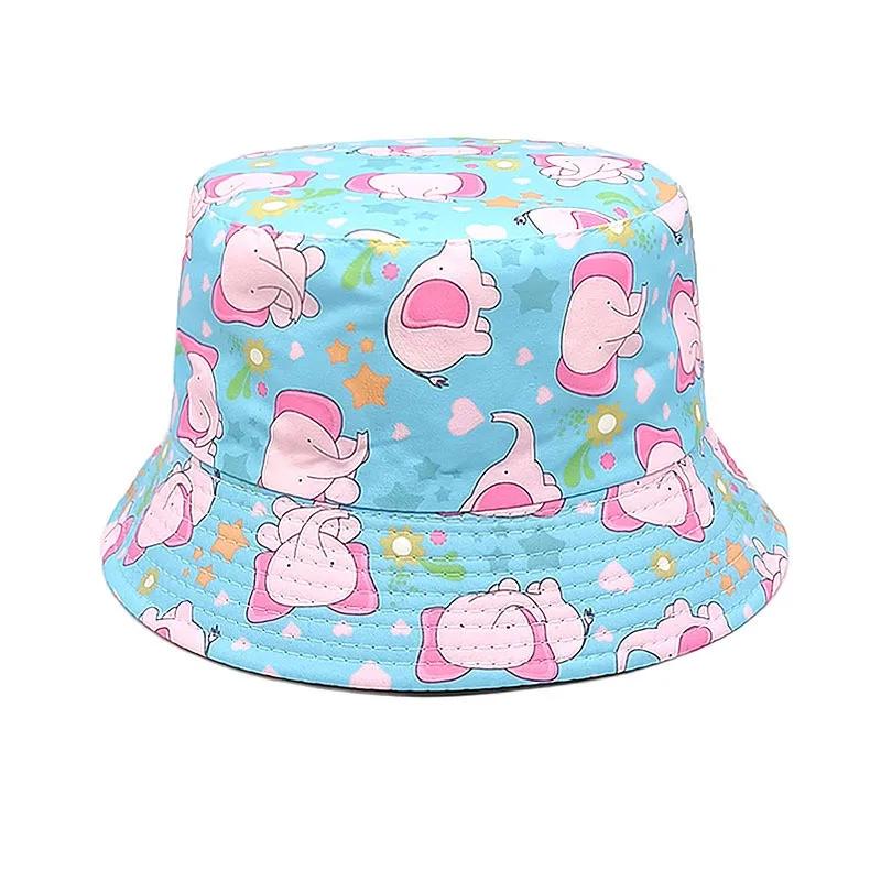 

Spring and Summer Polyester Cartoon Print Bucket Hat Outdoor Travel Sun Cap For Boy and Girl 82 52-54cm wear небо синє кольору