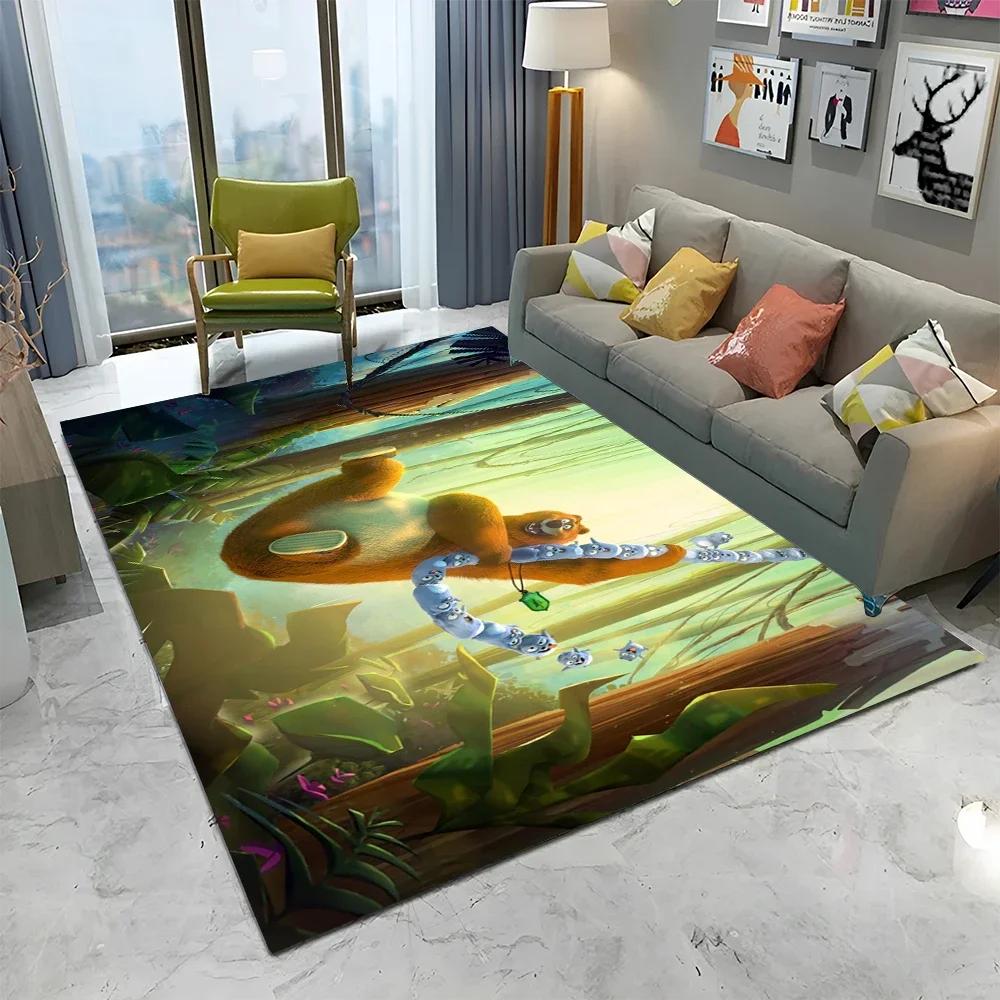 3D Kreslený koberec Grizzy a lemingové pro domov, obývací pokoj, ložnici, pod pohovku, rohožka, dekorace, dětský koberec, protiskluzová podložka na podlahu