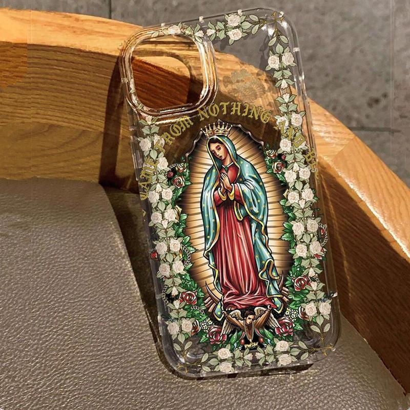 For Samsung S25 Ultra Saint Jesus Print Clear Phone Case for Galaxy S23 S22 S24 Plus FE A14 A34 A54 A15 A35 A55 Silicone Cover