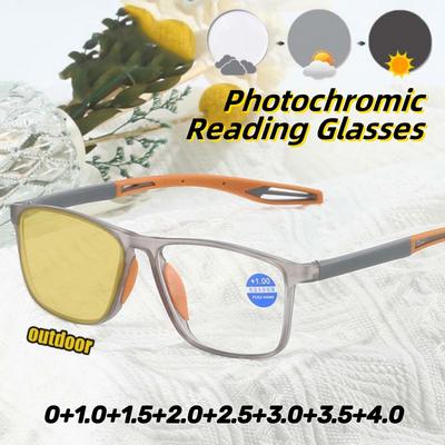 Portable Anti-Slip Sports Photochromic Presbyopia Glasses Fashionable Protect Eyes Anti-Blue Light Reading Eyeglasses 0 To +4.0