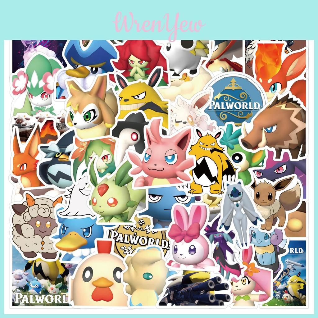 55pcs Palworld Cartoon Fantasy Creature Paru Stickers Adorable Print Cute Style
