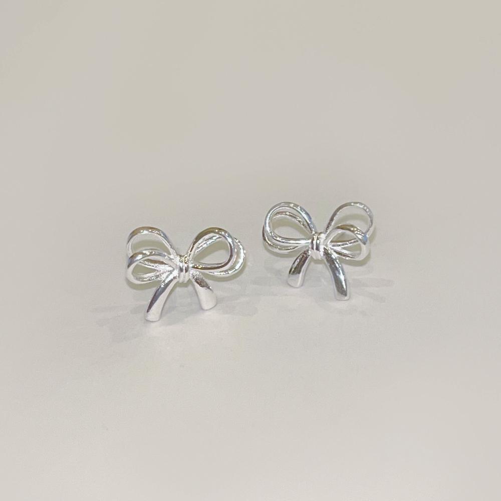 My Omelet [92.5 Silver] Layered Ribbon Silver Earrings