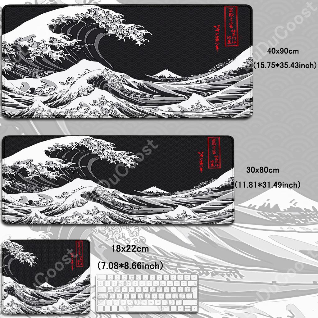 Japanese The Great Wave of Kanagawa Large Gaming Mousepad 800x300mm Gamer Keyboard Lock Edge Desk Mats Office Laptop Accessories