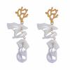 Personality light luxury niche design sense ocean wind imitation broken shell alloy coral long imitation pearl earrings women