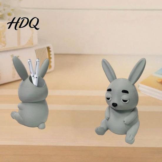 Fun Office Stationery Holder 3D Printed Rabbit Pen Holder Large Capacity Desk