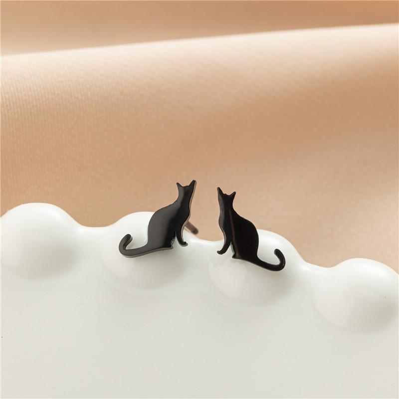 Cute Cat Stainless Steel Stud Earrings for Women Persian Cat Ear Jewelry Girls Student Birthday Earring Gifts Accessories