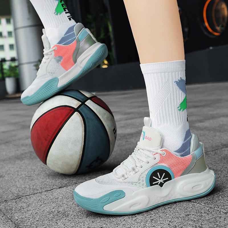 Breathable real combat basketball shoes men 2024 new low-help cushioned wear-resistant professional sports shoes with sound