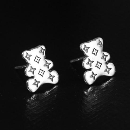Bear Stud Earrings for Women's Year New Retro Cute Childlike Earrings Modify Face Shape Fashionable Ancient Flowers