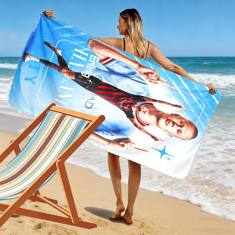 Football Star Action Dynamic Pose Beach Towel Portable For Travel Soft Quickdrying Swim Towel Absorbent Bath Towel Seaside Printing