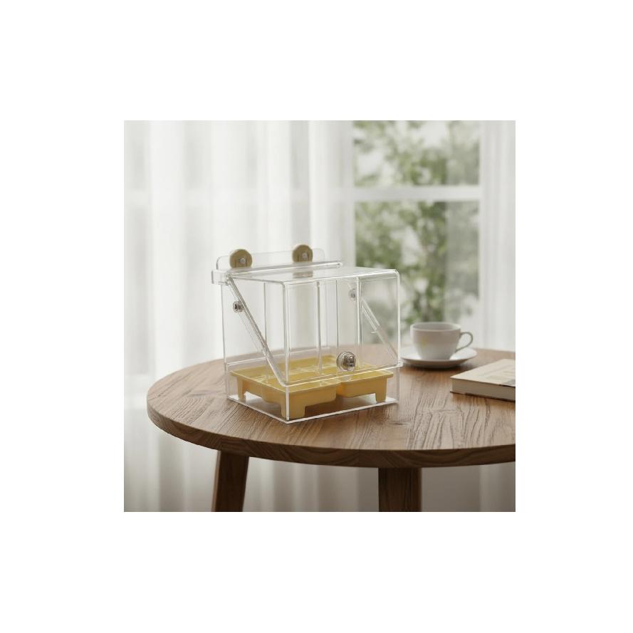 Cage Feeder Bowl Clear Bird Feeding Bowl Cage Bird Bath Compact Acrylic Pet Bath Transparent for Small Pets