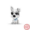New 925 Sterling copper Cute Cat Dog Paw Prints Night Moon Sunglasses Pendant DIY Beads Fit Pantaro Charms Bracelet Fine Zircon
