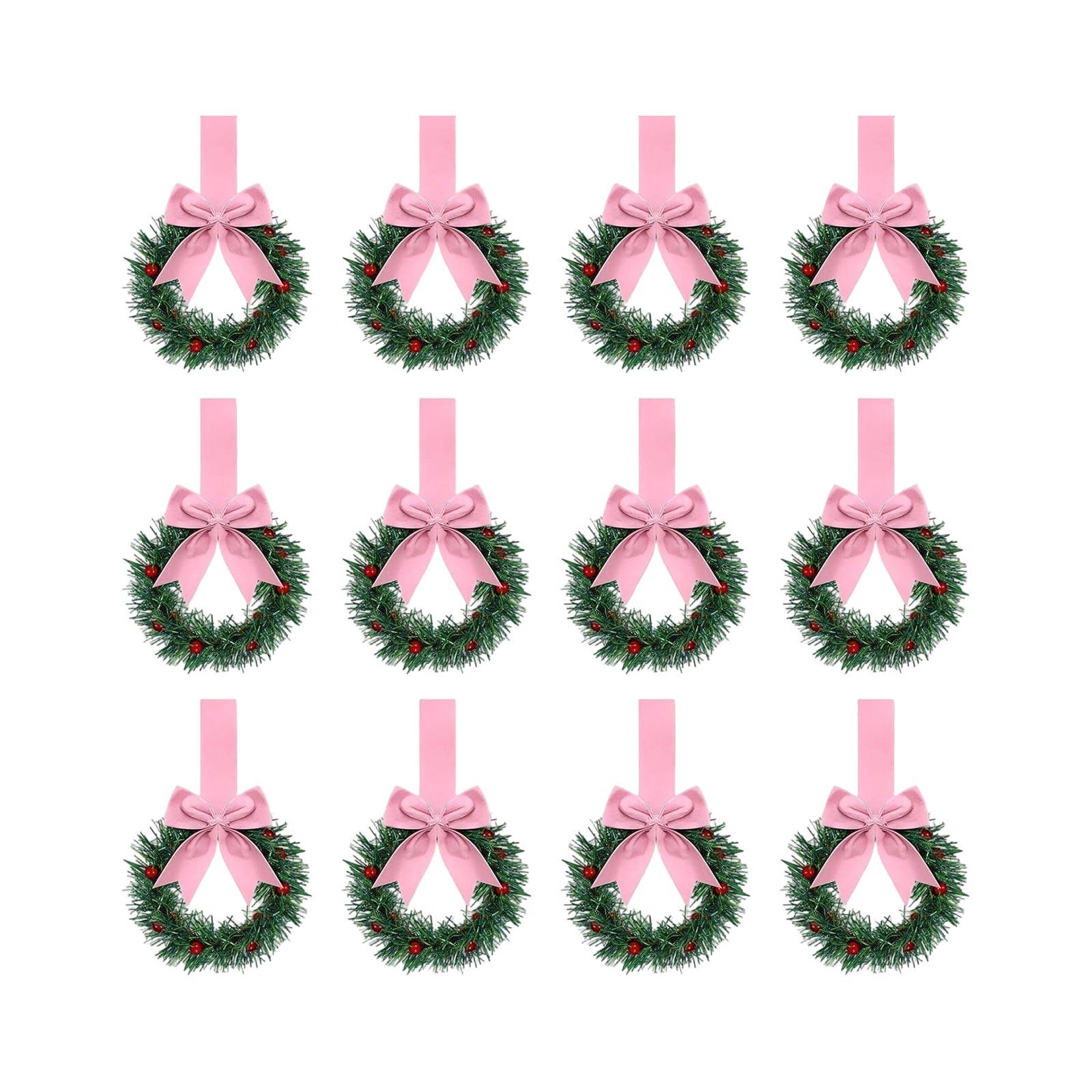 

Christmas Kitchen Cabinet Wreaths With Plaid Bow Ribbon Hanging Cabinet Doors Wreaths Decorative For Kitchen Window Outdoor Indoor Holiday Decor One Size рожевий