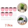 7Pcs Wall Hanging Plastic Planters Round Self-Watering Plants Flowers Pot w/Hook