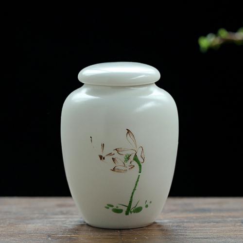 Mini Portable Tea Can Ceramic Small Fragrant Powder Sealed Storage Can Pu'er Black Tea Green Tea Storage