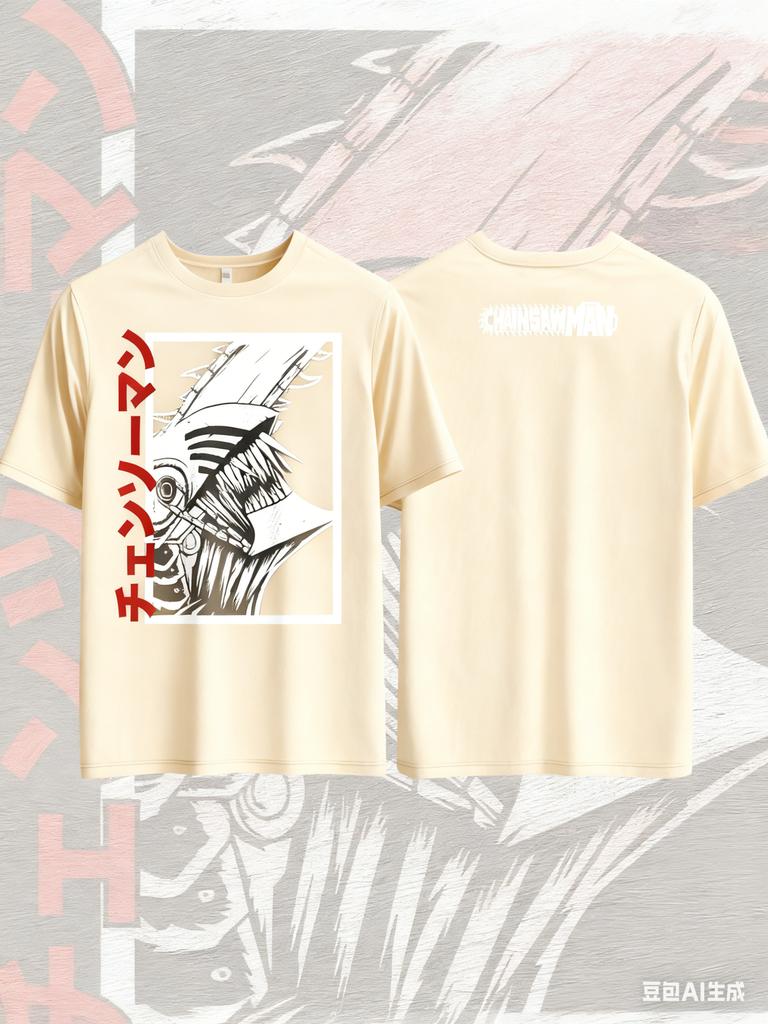 Chainsaw Man Anime Printed Pure Cotton Tshirt for Men and Women Casual Fashion Oversized Summer Anime Peripheral Clothing