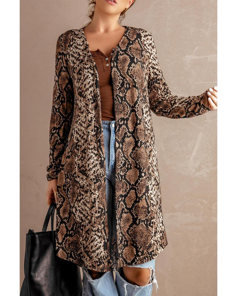 Azura Exchange Long Cardigan with Snake Print