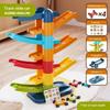 Toddler Car Sliding Ramp Toy with Mini Cartoon Cars Multi Layer Tracks BPA Free Smooth Surface Play Set for 1-3 Year Old Baby Boys Girls