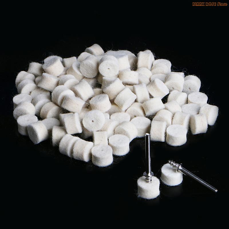 

K1AE 100Pcs Wool Felt Polishing Buffing Pad 13mm + 2 Shank For Grinding Wheel Other білий