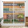 Camping Rules Curtain Campervan Traveller Outdoor Caravan Decor Cottage Forest Vintage Plank Background Curtains Rustic Made Of Polyester