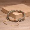 Fancy Jasper Double-Layer Beaded Bracelet – Adjustable Macramé Boho Jewelry, Earthy Stability Gift for Women