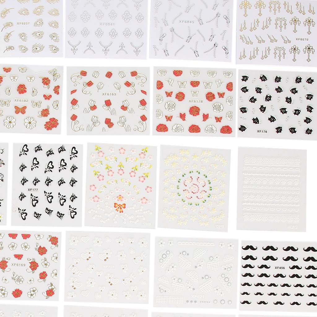 50 Sheets Nail Art Stickers Self Adhesive Flower Luxury Decorations DIY Stylish Nail Decals