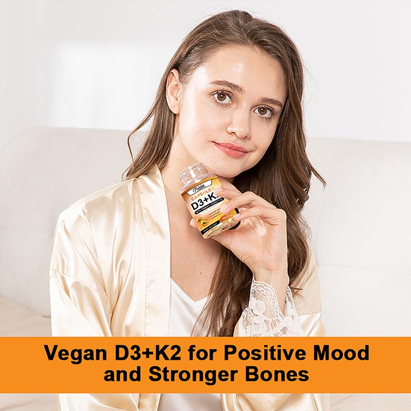 Vitamin D3 + K2 Kapseln, mit Bio-Kokosöl, - Unterstützung der Knochengesundheit, Unterstützung des Immunsystems, Unterstützung der Herz-Kreislauf-Gesundheit