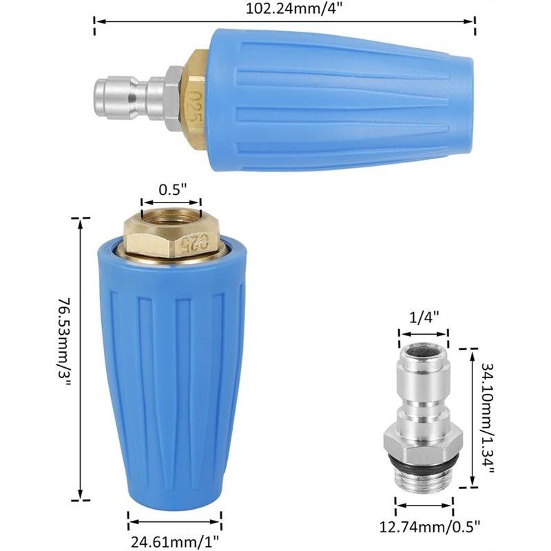 A25F-For Yard Suitable 1Set/5PCS High-Pressure Cleaning Turbine Nozzle, 360° Rotation 1/4" Quick Connect Cleaning Head