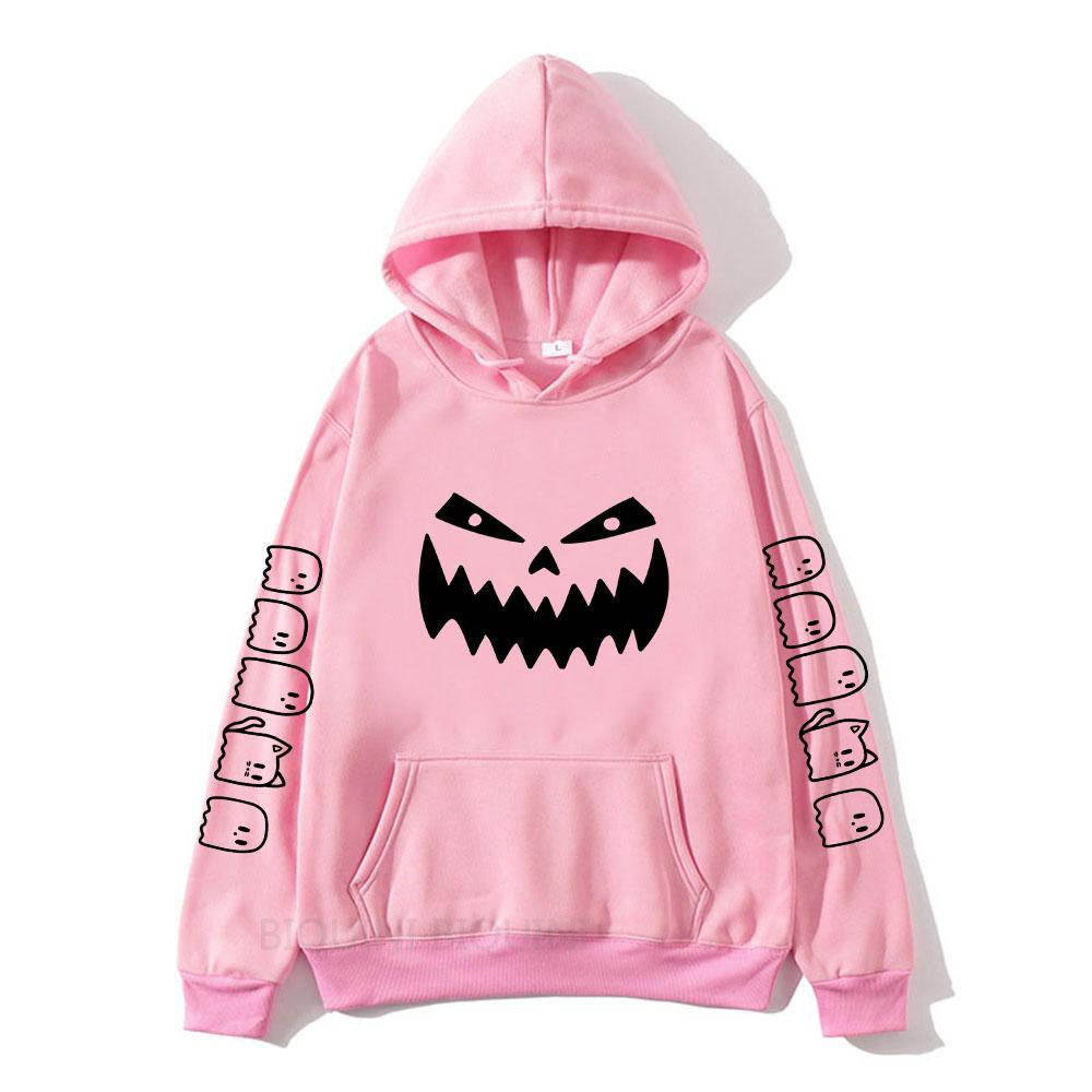 Halloweenská mikina Kawaii duch dýně potisk Unisex mikina Módní ležérní Podzim Zima Dlouhý rukáv Pánská pulovrová mikina