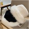Imitation Fur Plush Bucket Hat Knitted Hat Winter Plush Hat Cute Beanie Hat Female/Girls