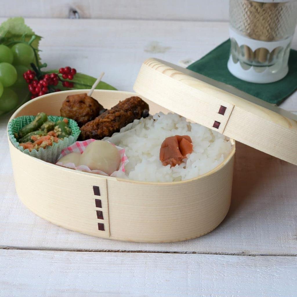 Bento X X Artisan Made In Current Model J-kitchens Small, Oval, Single-Tier Box, 17.5 11.3 6.3 Cm, Finish, Natural, Japan,