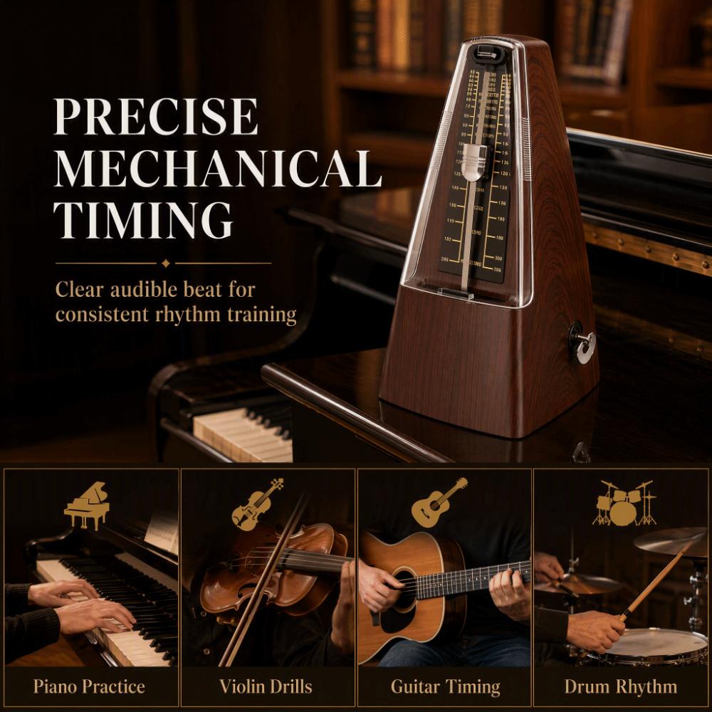 Loud Sound Wood Grain Metronome 40-208 BPM High Precision Metronome For Guitar Practice