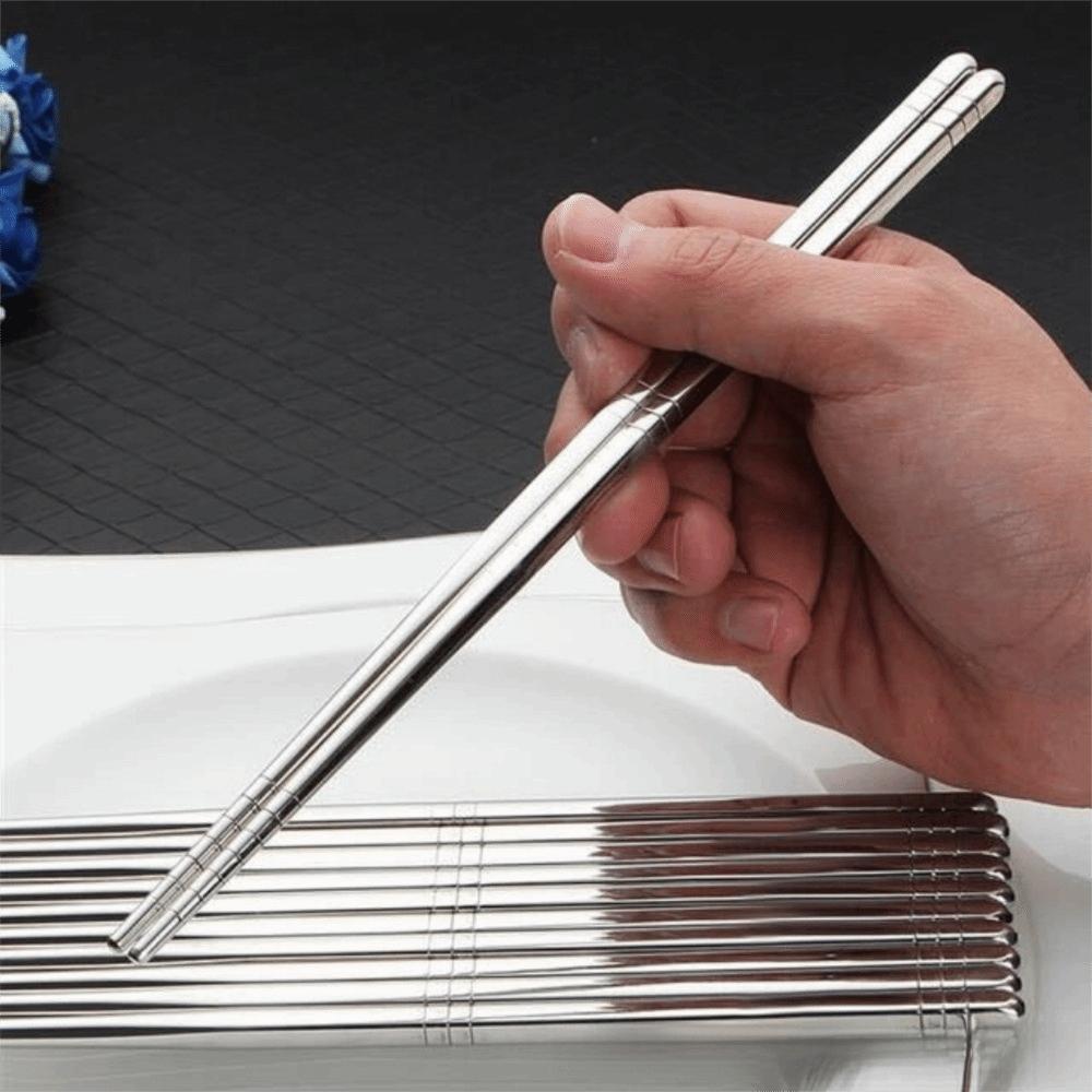 5 pairs Reusable Chinese Chopsticks Non-slip Metal Chop Sticks Sushi Chopstick  Cutlery Sets